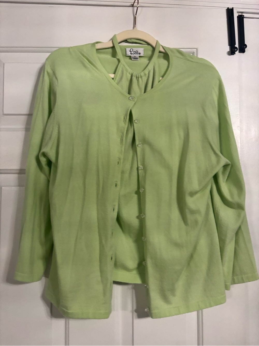 Lilly Pulitzer Cashmere Light Green Button-Front Women's Cardigan and Tank Set